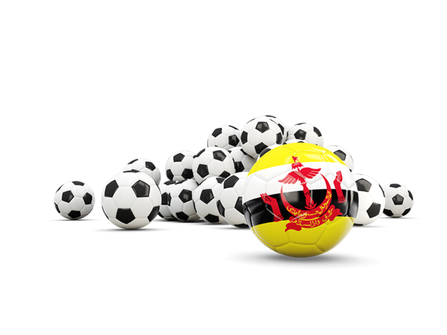 Flag in front of footballs. Download flag icon of Brunei at PNG format