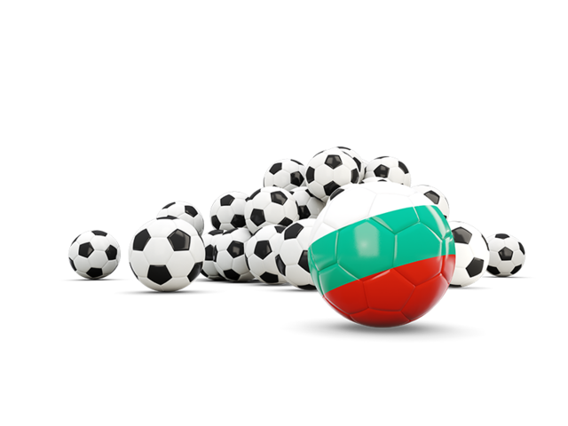 Флаг на фоне футбольных мячей. Скачать флаг. Болгария