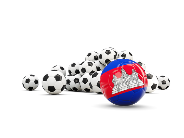 Flag in front of footballs. Download flag icon of Cambodia at PNG format