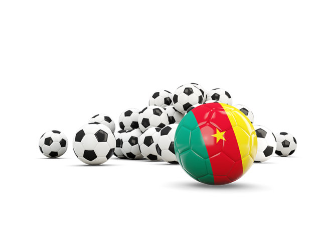 Flag in front of footballs. Download flag icon of Cameroon at PNG format