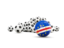 Cape Verde. Flag in front of footballs. Download icon.