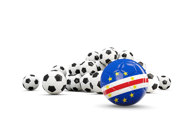 Flag in front of footballs. Download flag icon of Cape Verde at PNG format