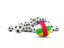 Central African Republic. Flag in front of footballs. Download icon.