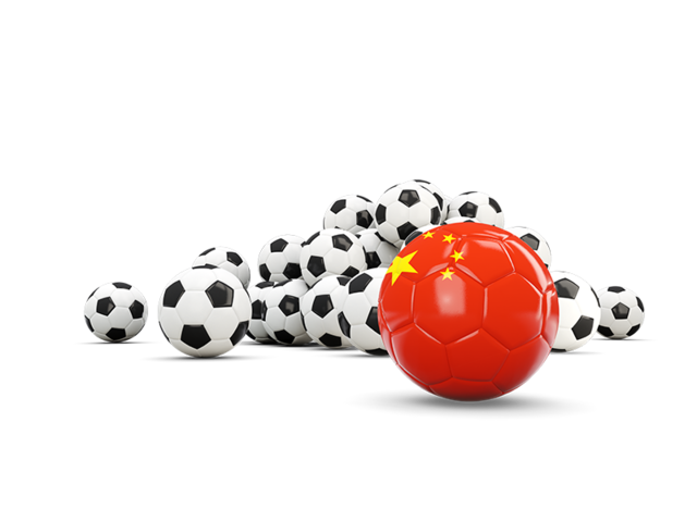 Flag in front of footballs. Download flag icon of China at PNG format