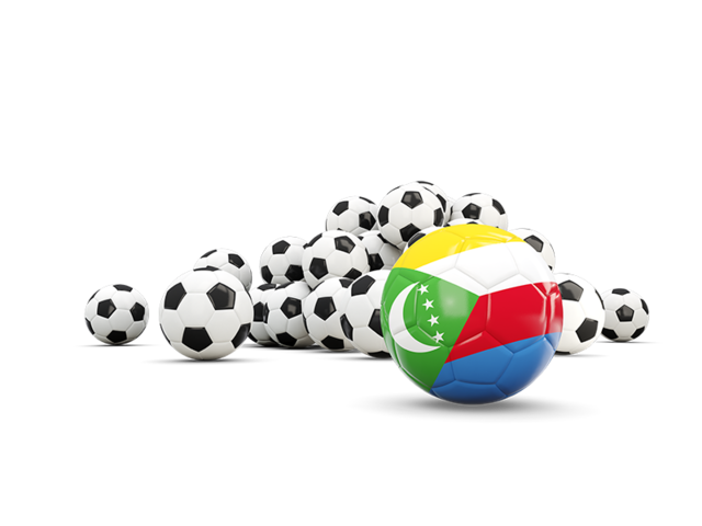 Flag in front of footballs. Download flag icon of Comoros at PNG format