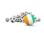 Cote d'Ivoire. Flag in front of footballs. Download icon.