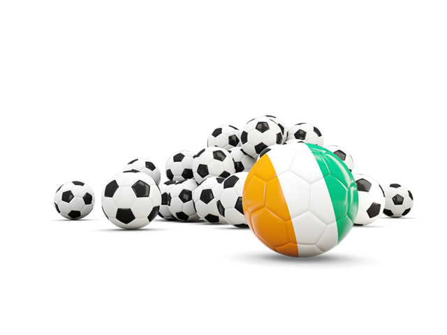 Флаг на фоне футбольных мячей. Скачать флаг. Кот-д'Ивуар