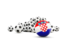 Croatia. Flag in front of footballs. Download icon.