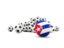 Cuba. Flag in front of footballs. Download icon.