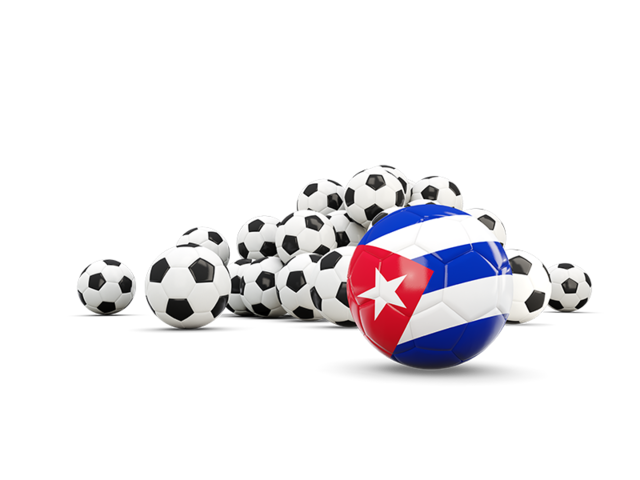 Flag in front of footballs. Download flag icon of Cuba at PNG format
