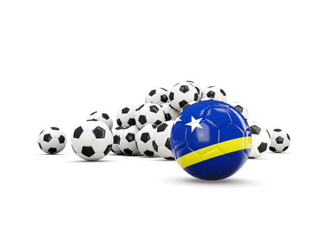 Flag in front of footballs. Download flag icon of Curacao at PNG format