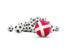 Denmark. Flag in front of footballs. Download icon.