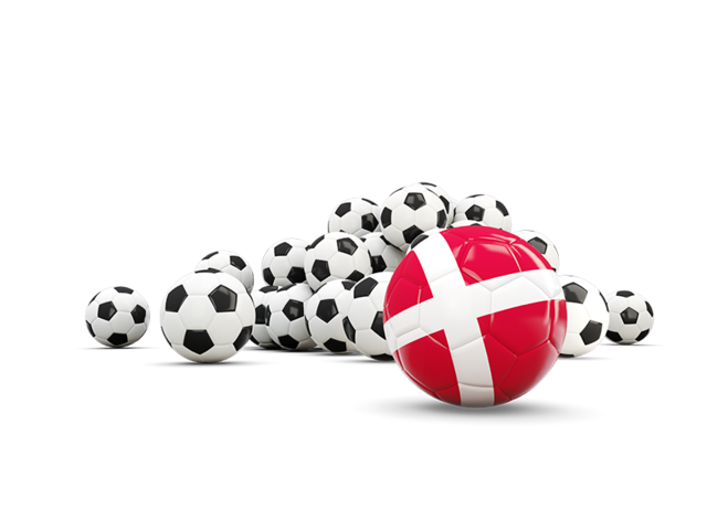 Flag in front of footballs. Download flag icon of Denmark at PNG format