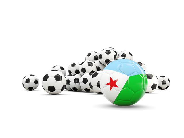 Flag in front of footballs. Download flag icon of Djibouti at PNG format