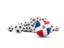 Dominican Republic. Flag in front of footballs. Download icon.