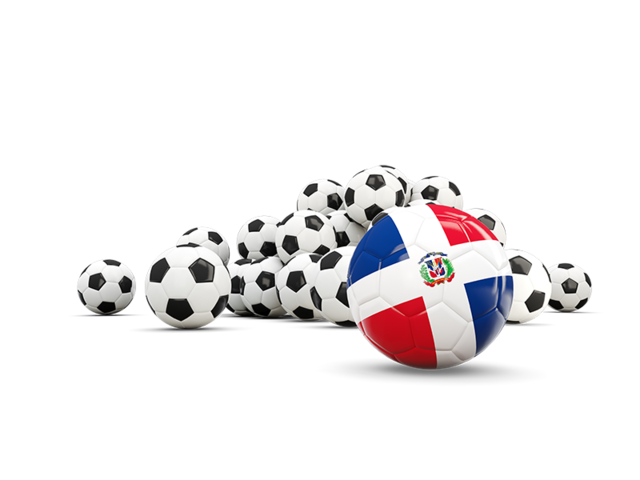 Flag in front of footballs. Download flag icon of Dominican Republic at PNG format
