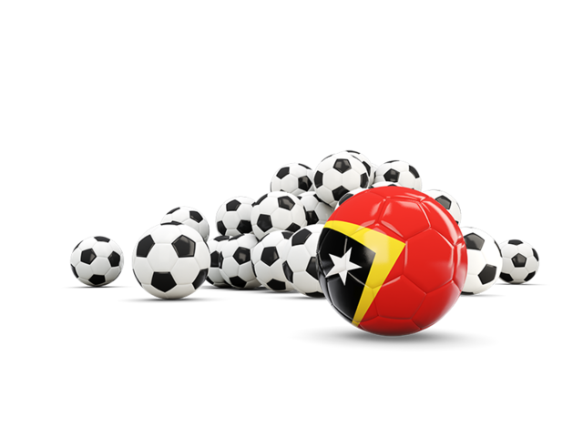 Flag in front of footballs. Download flag icon of East Timor at PNG format