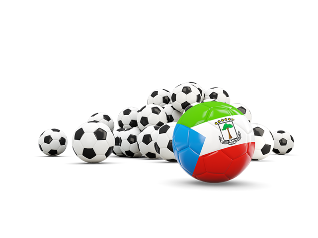 Flag in front of footballs. Download flag icon of Equatorial Guinea at PNG format