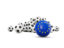 European Union. Flag in front of footballs. Download icon.