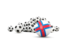 Faroe Islands. Flag in front of footballs. Download icon.