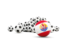 French Polynesia. Flag in front of footballs. Download icon.