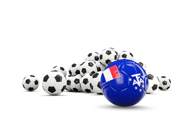 Флаг на фоне футбольных мячей. Скачать флаг. Французские Южные и Антарктические территории