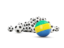 Gabon. Flag in front of footballs. Download icon.