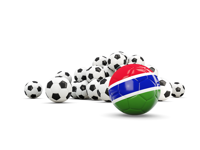 Flag in front of footballs. Download flag icon of Gambia at PNG format