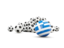 Greece. Flag in front of footballs. Download icon.