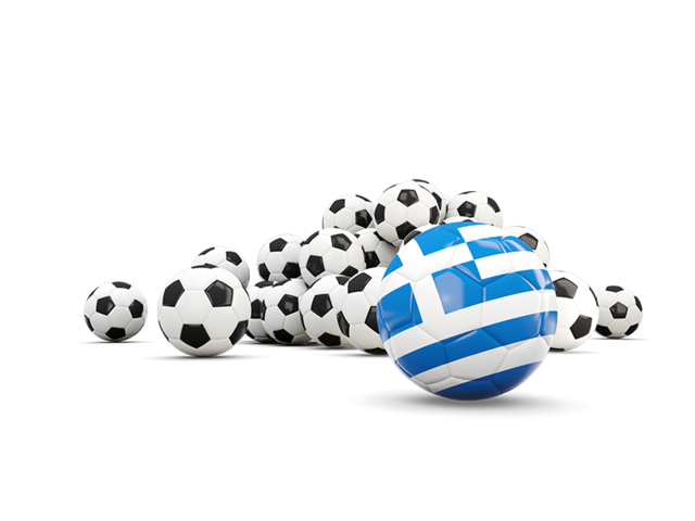 Flag in front of footballs. Download flag icon of Greece at PNG format