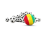 Guinea. Flag in front of footballs. Download icon.