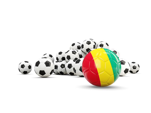 Flag in front of footballs. Download flag icon of Guinea at PNG format