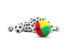 Guinea-Bissau. Flag in front of footballs. Download icon.