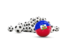 Haiti. Flag in front of footballs. Download icon.