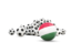 Hungary. Flag in front of footballs. Download icon.