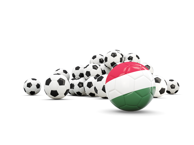 Flag in front of footballs. Download flag icon of Hungary at PNG format