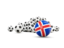 Iceland. Flag in front of footballs. Download icon.