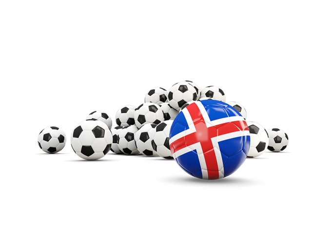 Flag in front of footballs. Download flag icon of Iceland at PNG format