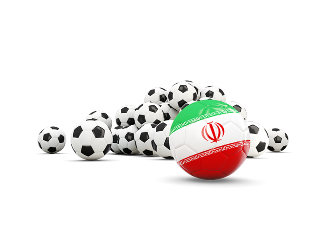 Флаг на фоне футбольных мячей. Скачать флаг. Иран