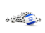 Israel. Flag in front of footballs. Download icon.