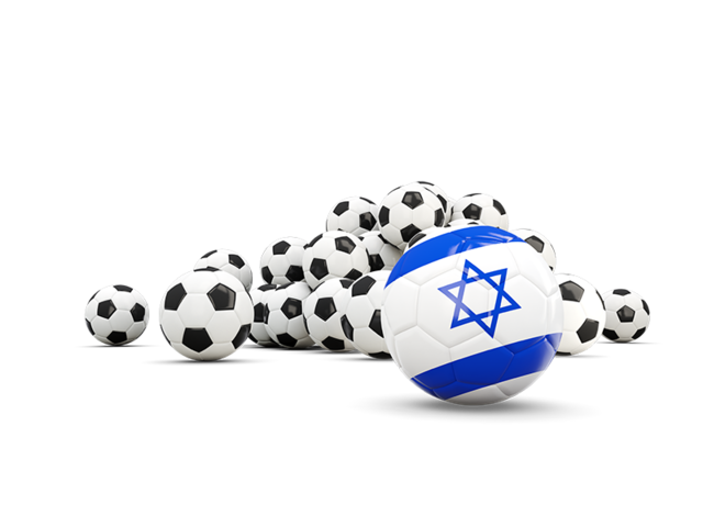 Флаг на фоне футбольных мячей. Скачать флаг. Израиль