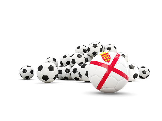 Flag in front of footballs. Download flag icon of Jersey at PNG format