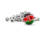 Kenya. Flag in front of footballs. Download icon.