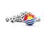 Kiribati. Flag in front of footballs. Download icon.