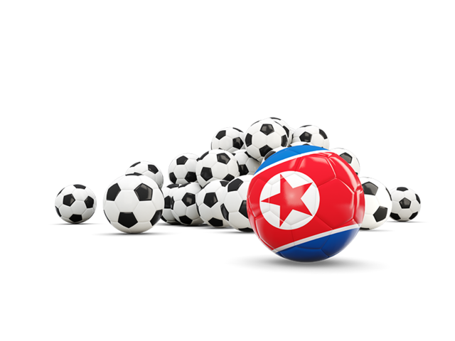 Flag in front of footballs. Download flag icon of North Korea at PNG format