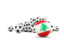 Lebanon. Flag in front of footballs. Download icon.