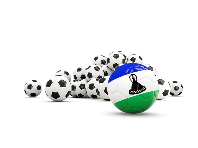Flag in front of footballs. Download flag icon of Lesotho at PNG format