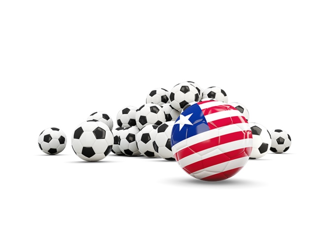 Flag in front of footballs. Download flag icon of Liberia at PNG format