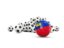 Liechtenstein. Flag in front of footballs. Download icon.