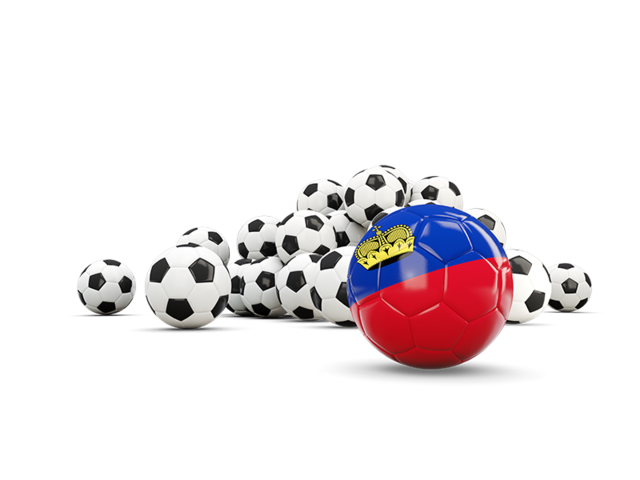 Flag in front of footballs. Download flag icon of Liechtenstein at PNG format